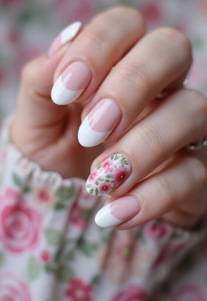 25 Elegant Nail Inspo Almond French Tip Designs - 5. Floral Accents