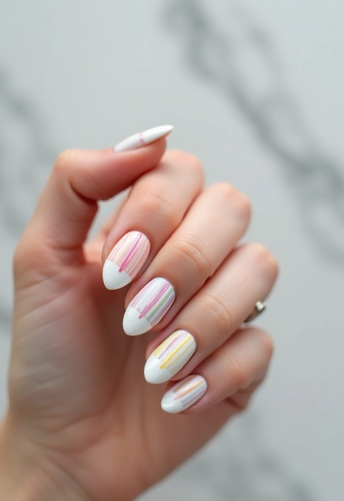 25 Elegant Nail Inspo Almond French Tip Designs - 7. Minimalist Stripes