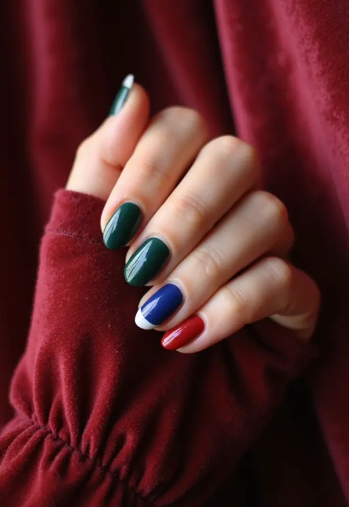 25 Elegant Nail Inspo Almond French Tip Designs - 9. Jewel Tones