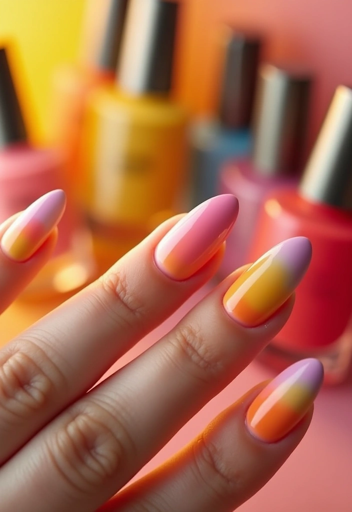 25 Summer Nail Inspo Almond Styles Perfect for 2025 - 1. Tropical Sunset Ombre