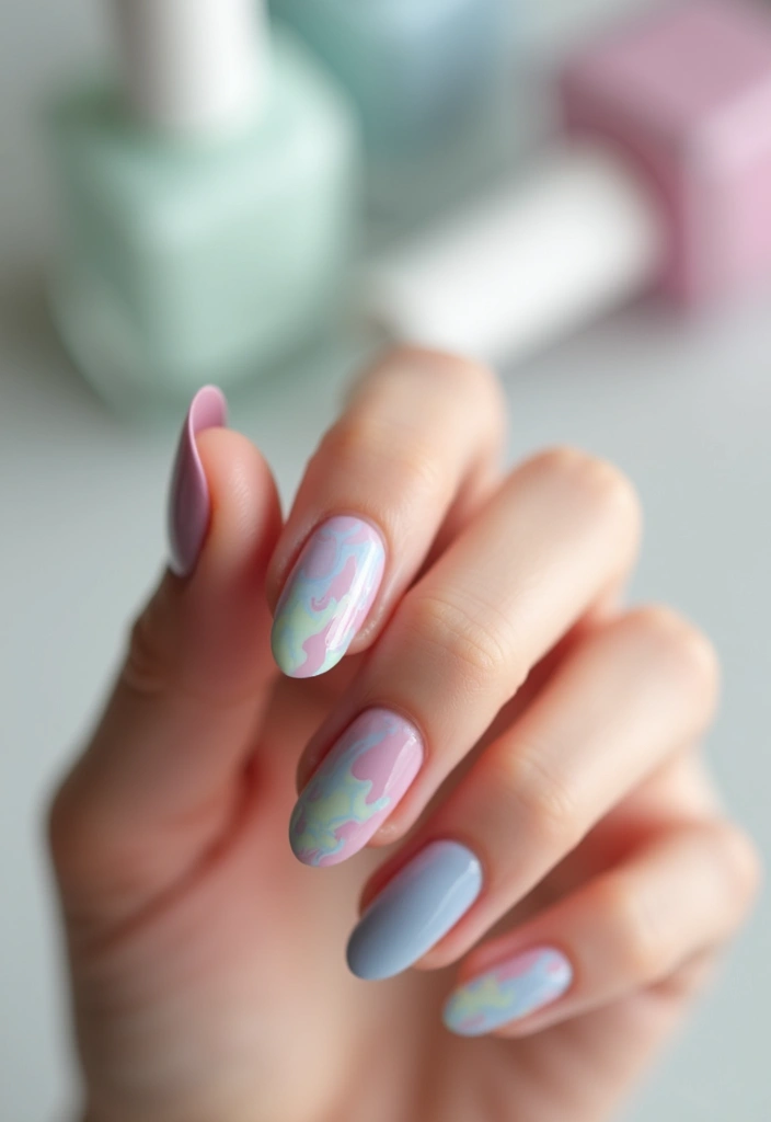 25 Summer Nail Inspo Almond Styles Perfect for 2025 - 12. Pastel Swirls