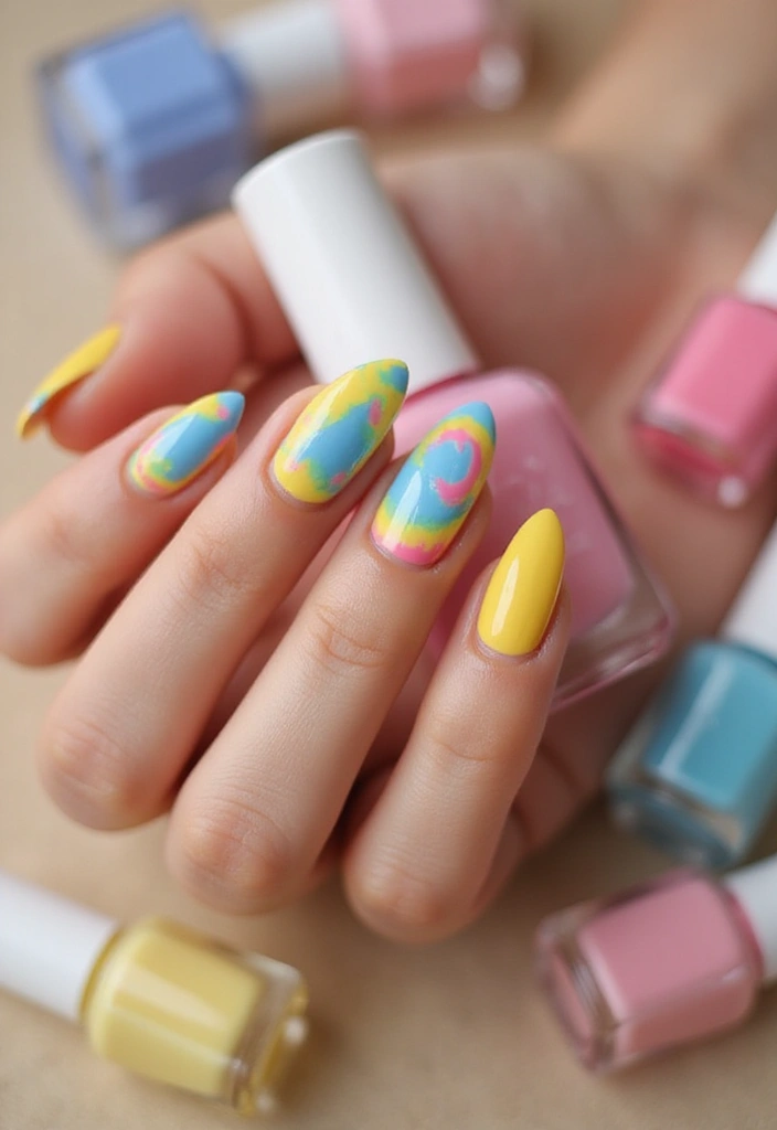 25 Summer Nail Inspo Almond Styles Perfect for 2025 - 15. Colorful Tie-Dye