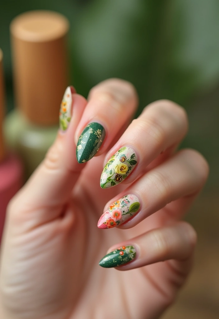 25 Summer Nail Inspo Almond Styles Perfect for 2025 - 17. Nature-Inspired Art