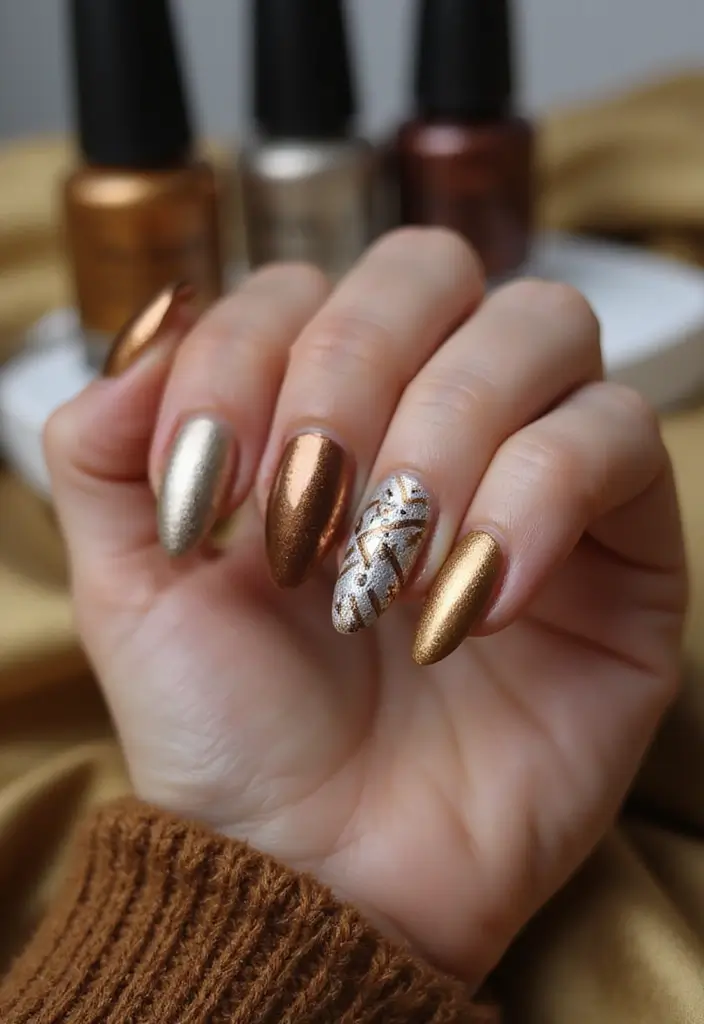 25 Summer Nail Inspo Almond Styles Perfect for 2025 - 18. Bold Metallics