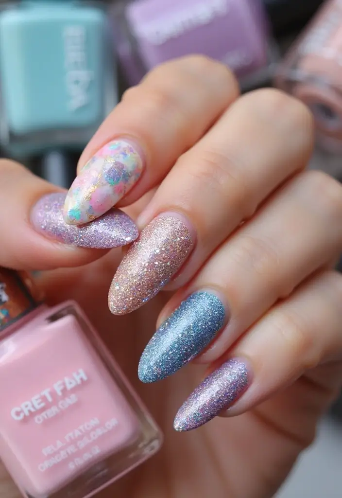 25 Summer Nail Inspo Almond Styles Perfect for 2025 - 23. Statement Glitter