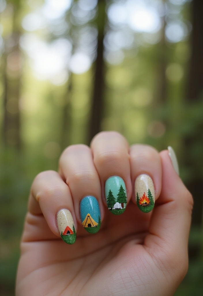 25 Summer Nail Inspo Almond Styles Perfect for 2025 - 25. Summer Camp Spirit
