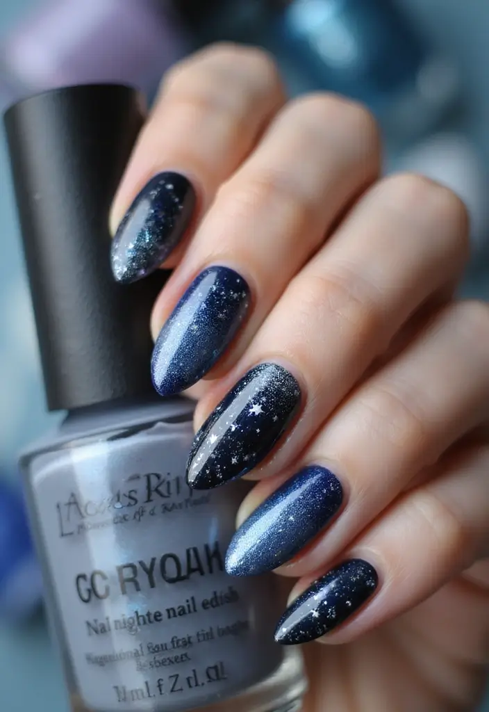 25 Summer Nail Inspo Almond Styles Perfect for 2025 - 9. Starry Nights