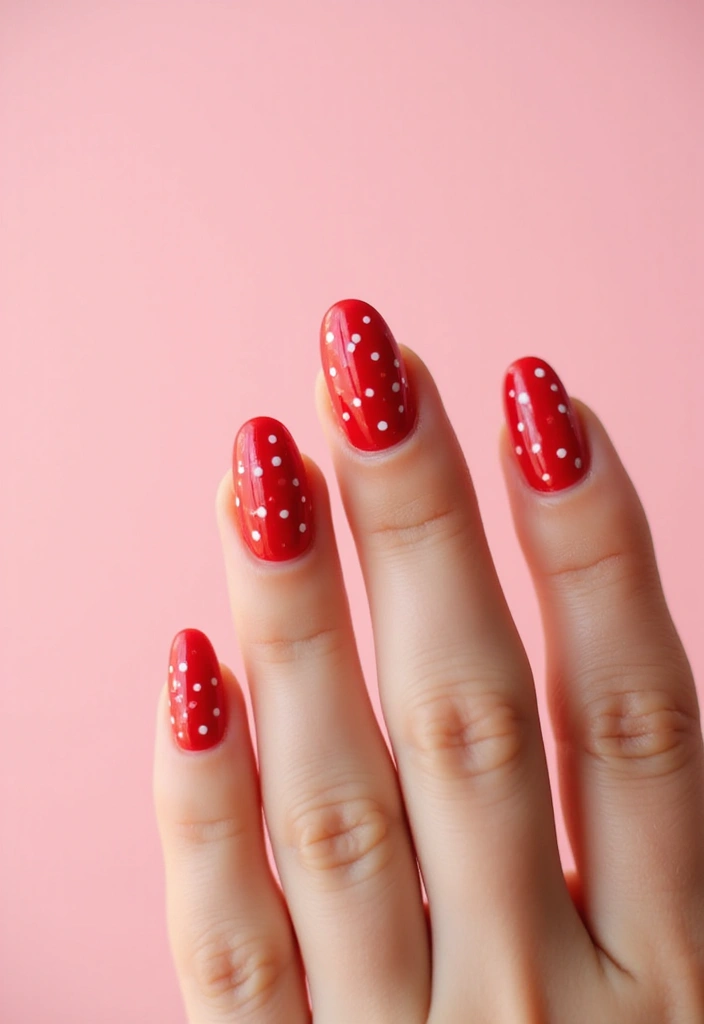 26 Timeless Red Nail Inspo Almond Designs for Any Occasion - 19. Radiant Red with Dots
