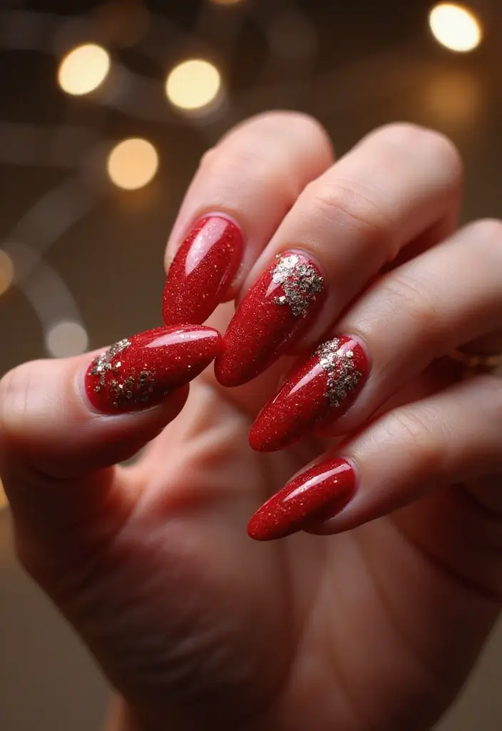 26 Timeless Red Nail Inspo Almond Designs for Any Occasion - 3. Glittering Ruby Accents