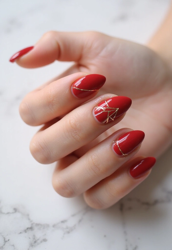 26 Timeless Red Nail Inspo Almond Designs for Any Occasion - 9. Subtle Geometric Patterns
