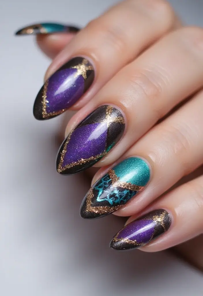 27 Magical Aura Nail Inspo Almond Ideas Trending This Year - 15. Geode Glam