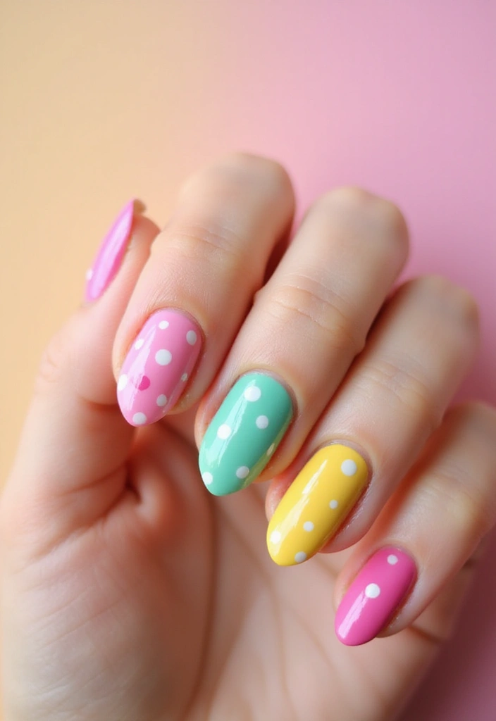 27 Magical Aura Nail Inspo Almond Ideas Trending This Year - 16. Playful Polka Dots