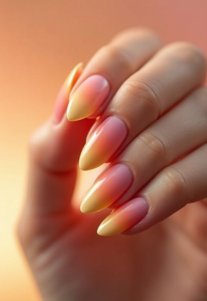 27 Magical Aura Nail Inspo Almond Ideas Trending This Year - 17. Sunset Ombre