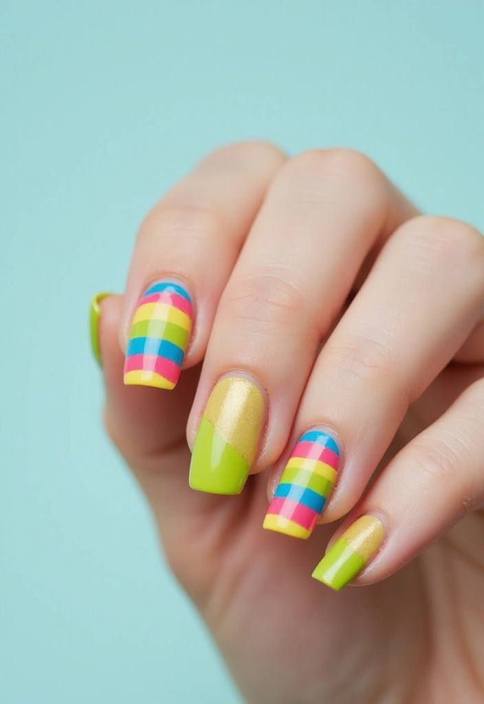27 Magical Aura Nail Inspo Almond Ideas Trending This Year - 18. Playful Stripes