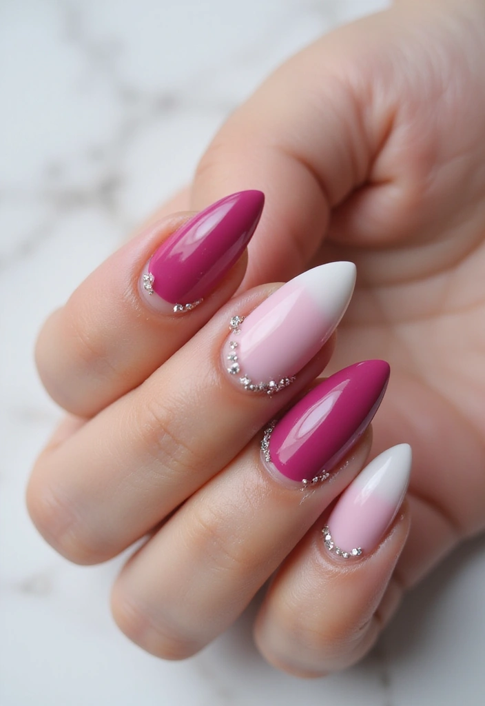 27 Magical Aura Nail Inspo Almond Ideas Trending This Year - 19. Crystal-Infused Ombre