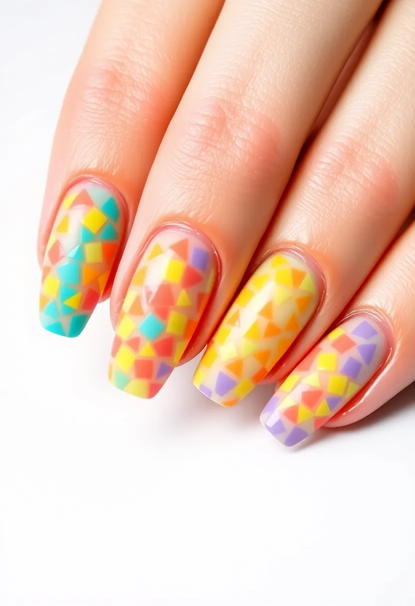 27 Magical Aura Nail Inspo Almond Ideas Trending This Year - 25. Colorful Mosaic