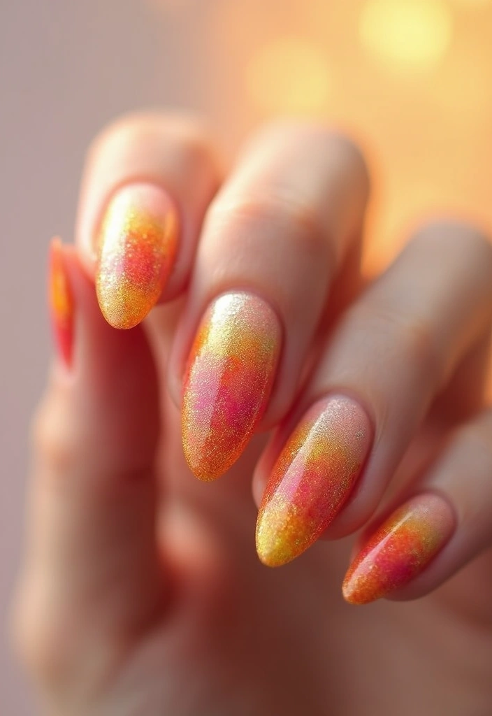 27 Magical Aura Nail Inspo Almond Ideas Trending This Year - 4. Serene Sunset