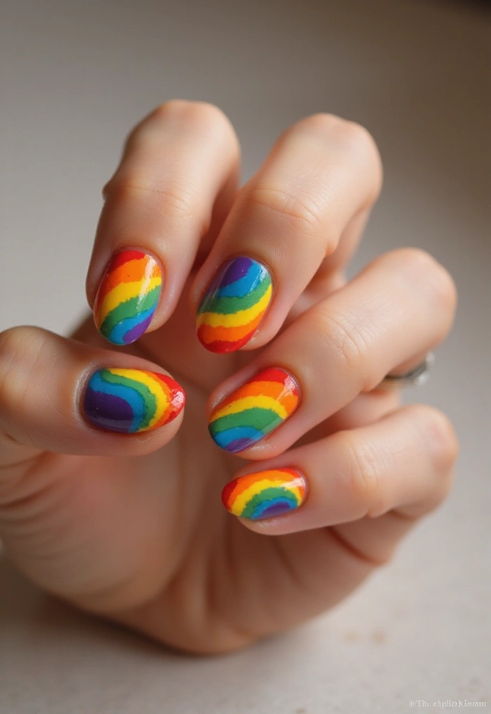 27 Magical Aura Nail Inspo Almond Ideas Trending This Year - 8. Whimsical Rainbow