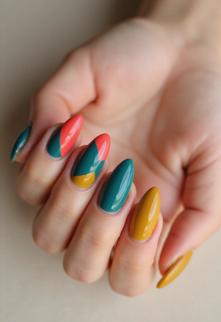 27 Nail Inspiration Almond Ideas That Will Elevate Your Look - 11. Color Block for a Bold Statement