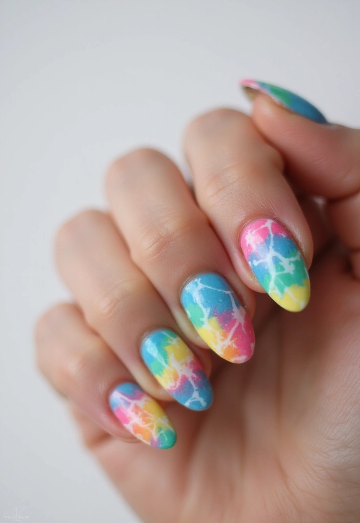 27 Nail Inspiration Almond Ideas That Will Elevate Your Look - 13. Tie-Dye Trends for a Fun Twist