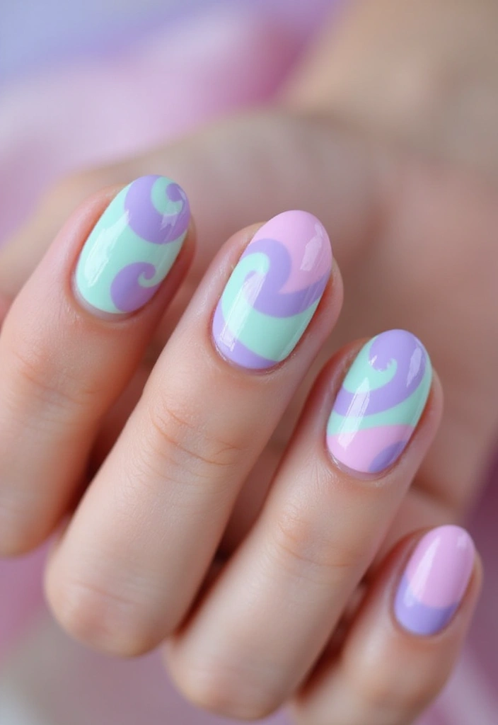 27 Nail Inspiration Almond Ideas That Will Elevate Your Look - 25. Creative Swirls for an Artistic Touch