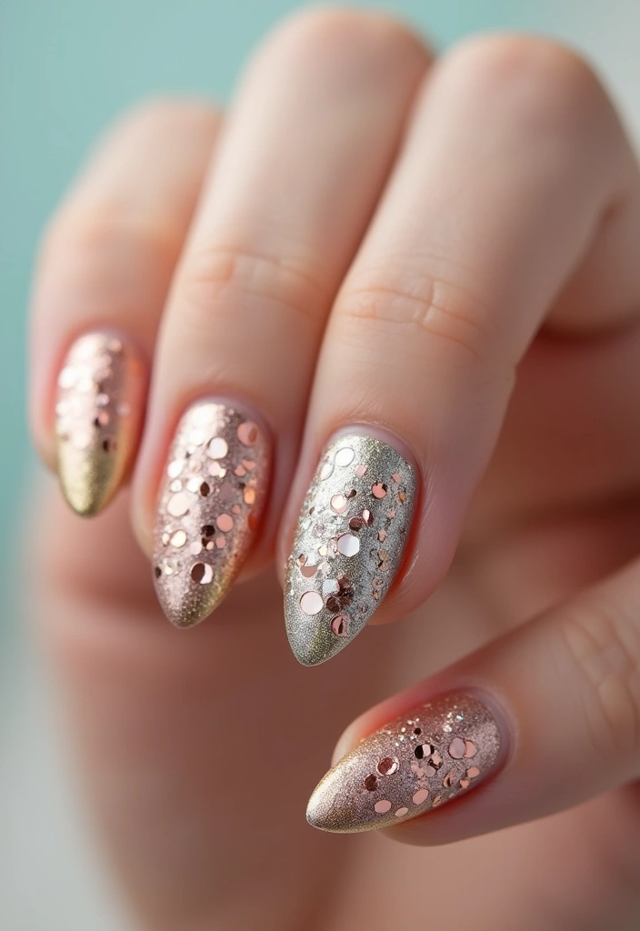 27 Nail Inspiration Almond Ideas That Will Elevate Your Look - 7. Metallic Accents to Shine Bright