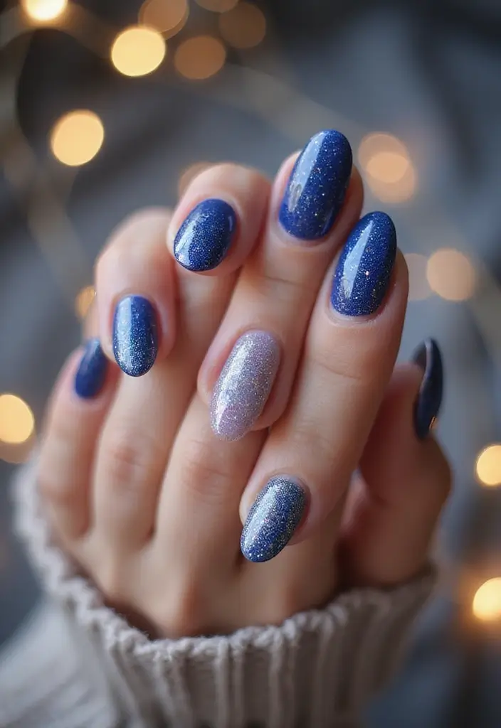 28 Cozy & Chic Nail Inspo Almond Winter Designs - 11. Shimmery Ombre