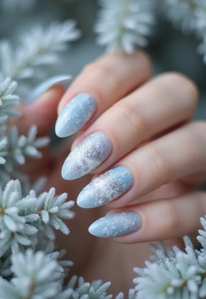 28 Cozy & Chic Nail Inspo Almond Winter Designs - 12. Textured Frost
