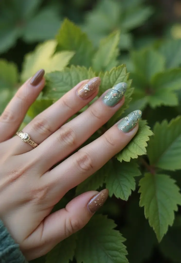 28 Cozy & Chic Nail Inspo Almond Winter Designs - 17. Enchanted Forest