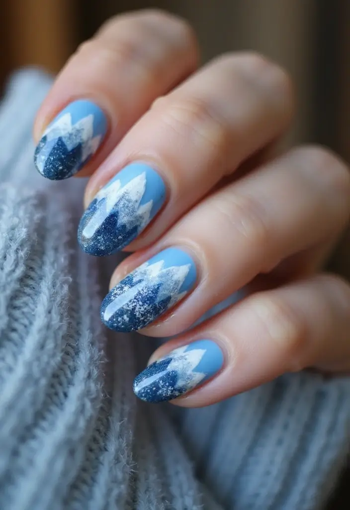 28 Cozy & Chic Nail Inspo Almond Winter Designs - 9. Snowy Peaks