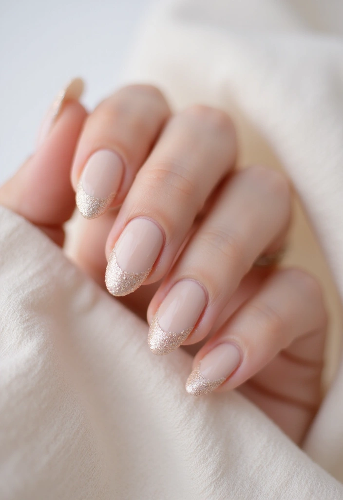 28 Fresh Gel X Nail Inspo Almond Designs You’ll Adore - 11. Soft Neutrals with Glitter Tips