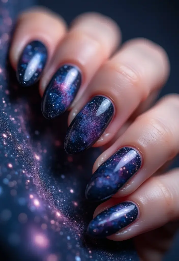 28 Fresh Gel X Nail Inspo Almond Designs You’ll Adore - 14. Cosmic Swirls