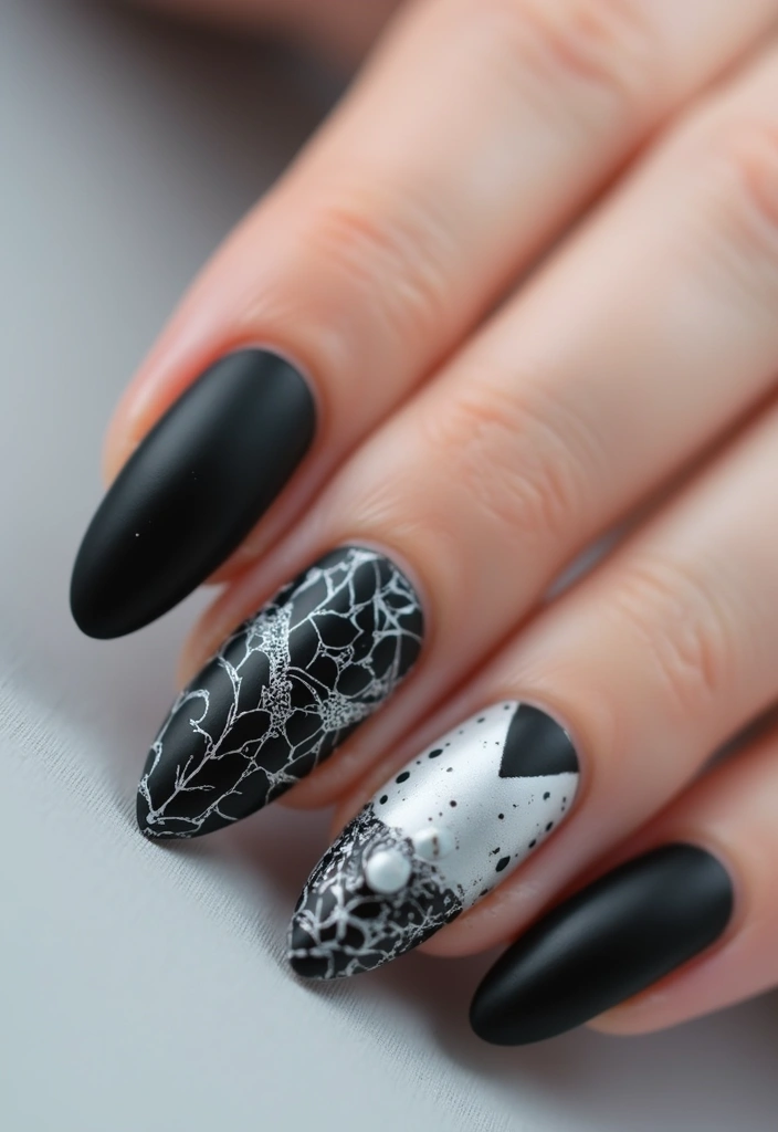 28 Fresh Gel X Nail Inspo Almond Designs You’ll Adore - 17. Monochrome Magic