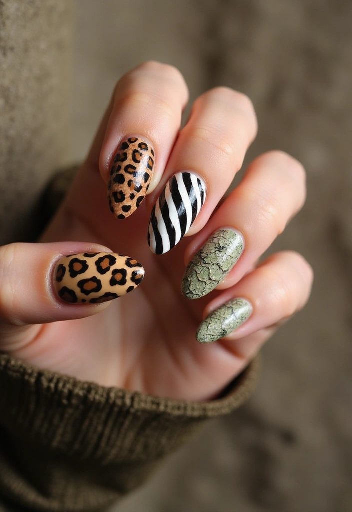 28 Fresh Gel X Nail Inspo Almond Designs You’ll Adore - 18. Animal Print Flair