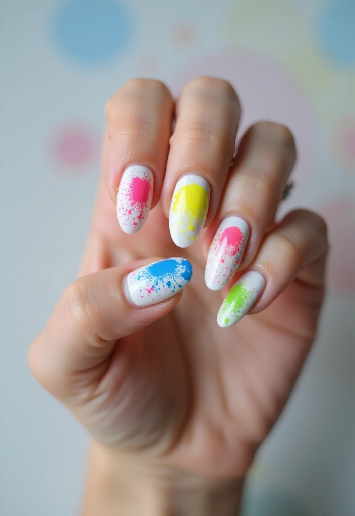 28 Fresh Gel X Nail Inspo Almond Designs You’ll Adore - 19. Colorful Splatter