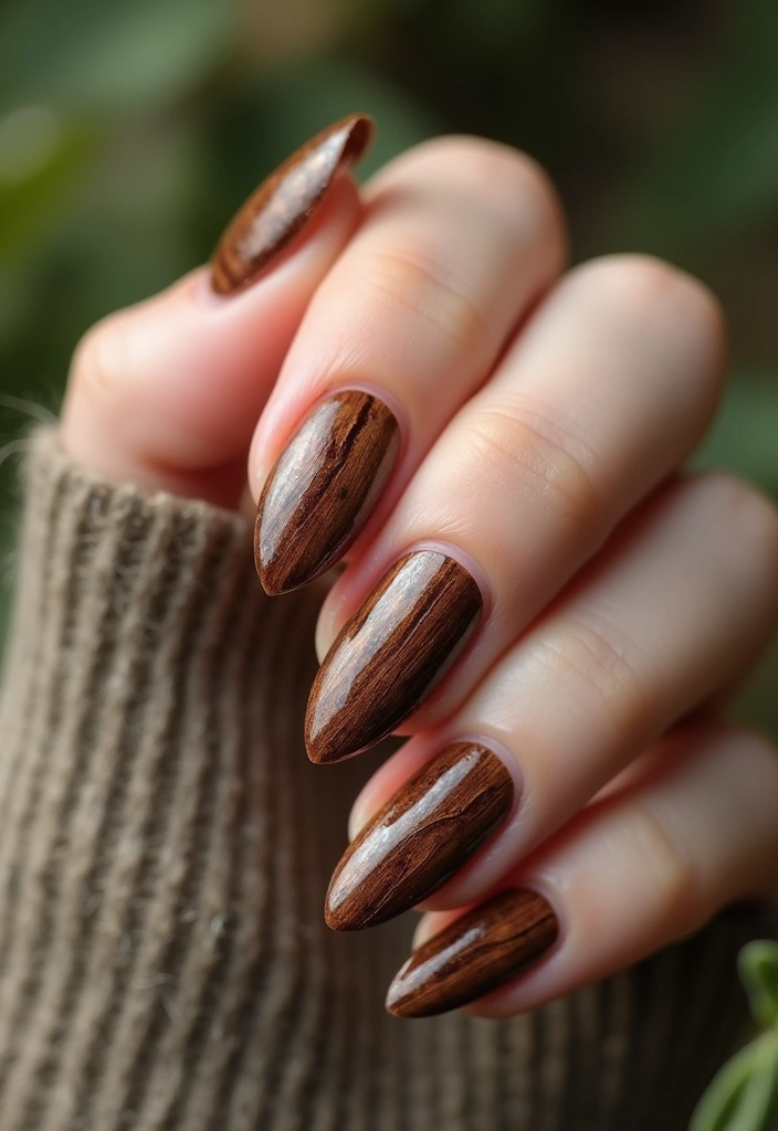 28 Fresh Gel X Nail Inspo Almond Designs You’ll Adore - 23. Rustic Wood Accents