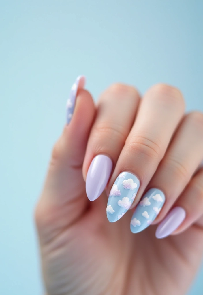 28 Fresh Gel X Nail Inspo Almond Designs You’ll Adore - 27. Dreamy Clouds
