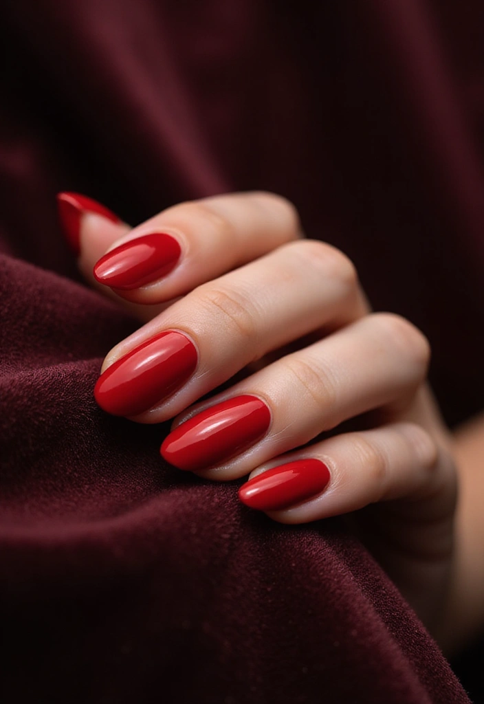 28 Fresh Gel X Nail Inspo Almond Designs You’ll Adore - 9. Bold Red Glam
