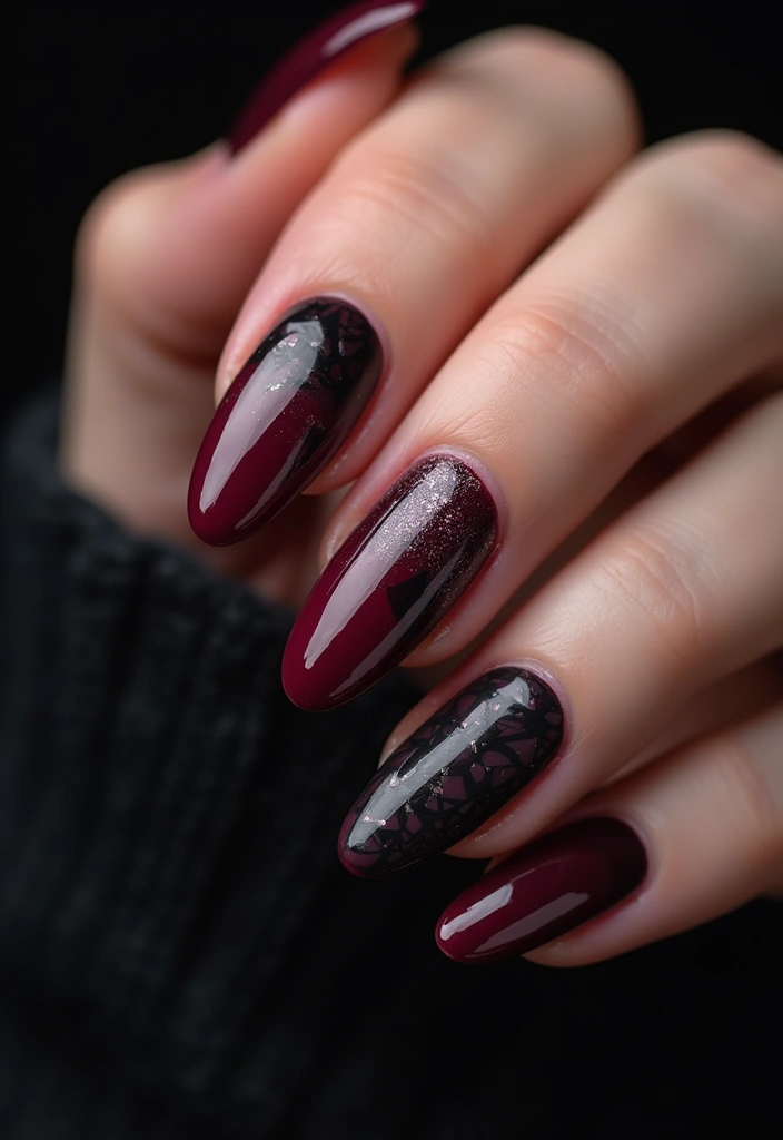 29 Classy Nail Inspo Acrylic Almond Styles to Copy - 10. Edgy and Bold with Dark Colors