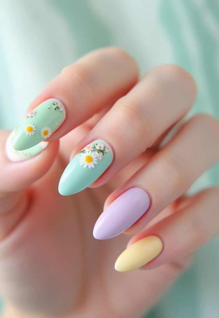 29 Classy Nail Inspo Acrylic Almond Styles to Copy - 11. Playful Pastels