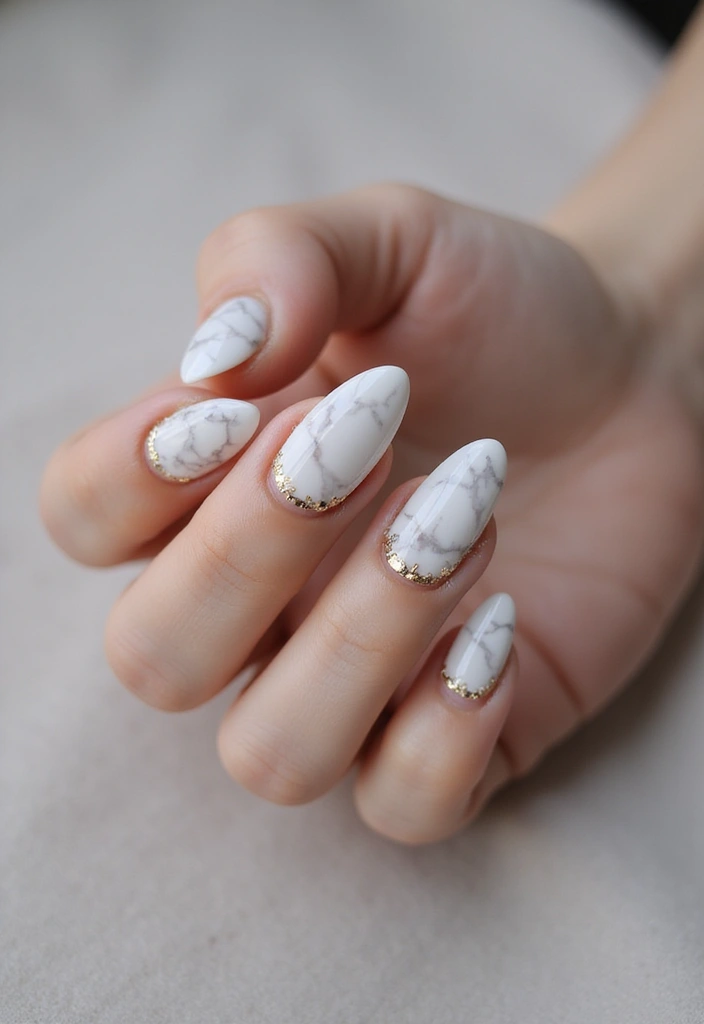 29 Classy Nail Inspo Acrylic Almond Styles to Copy - 14. Luxe Marble Effect