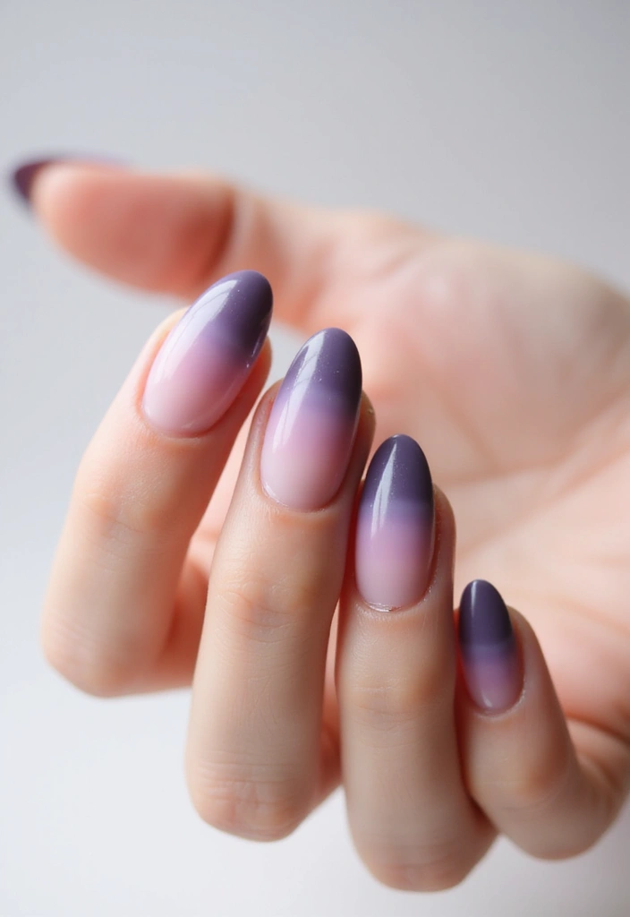 29 Classy Nail Inspo Acrylic Almond Styles to Copy - 15. Sweet Gradient with Pink and Purple
