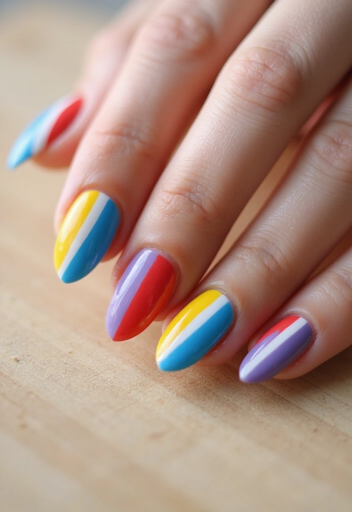 29 Classy Nail Inspo Acrylic Almond Styles to Copy - 17. Bold Stripes