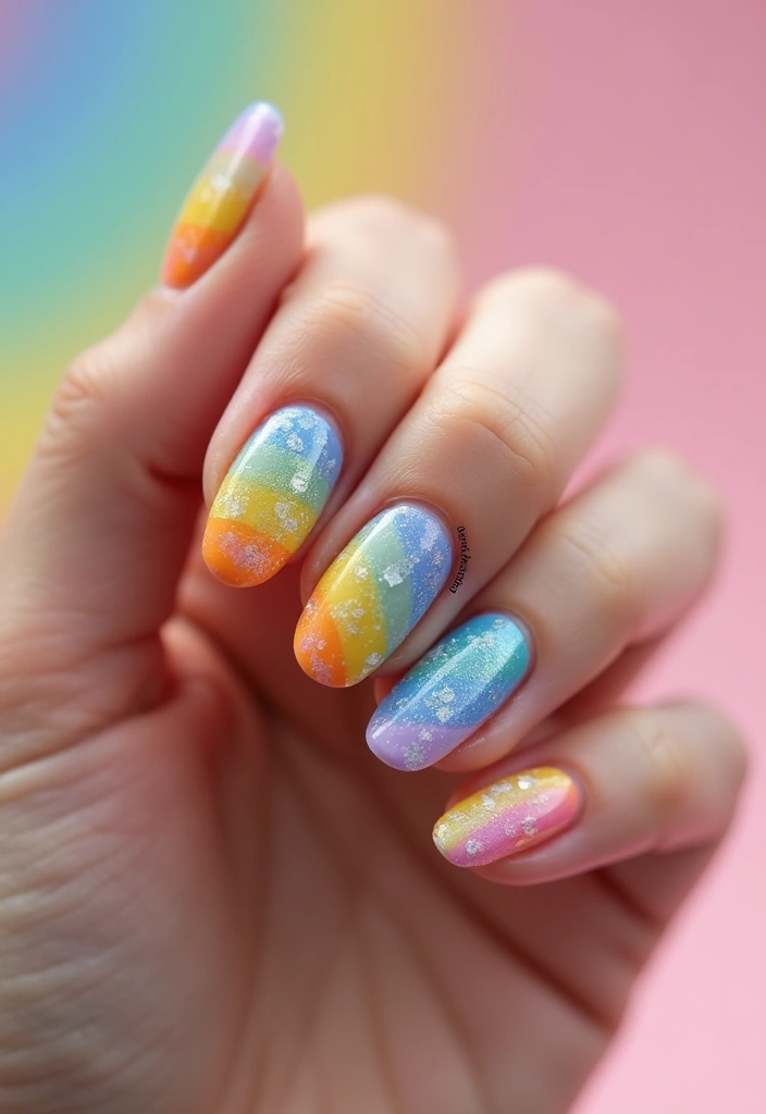 29 Classy Nail Inspo Acrylic Almond Styles to Copy - 25. Rainbow Brights