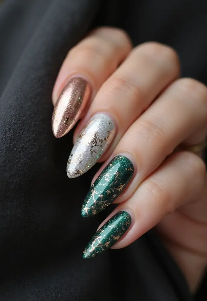 29 Classy Nail Inspo Acrylic Almond Styles to Copy - 8. Shimmering Metallics