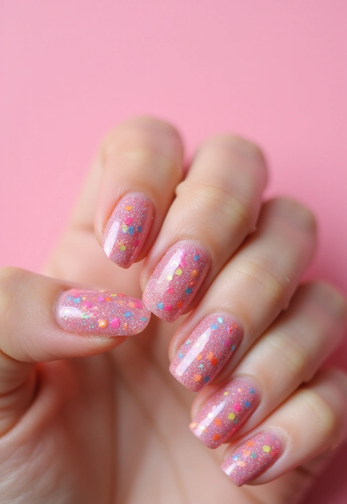 29 Pretty Pink Nail Inspo Almond Ideas for a Soft & Feminine Look - 15. Shimmering Pink Confetti