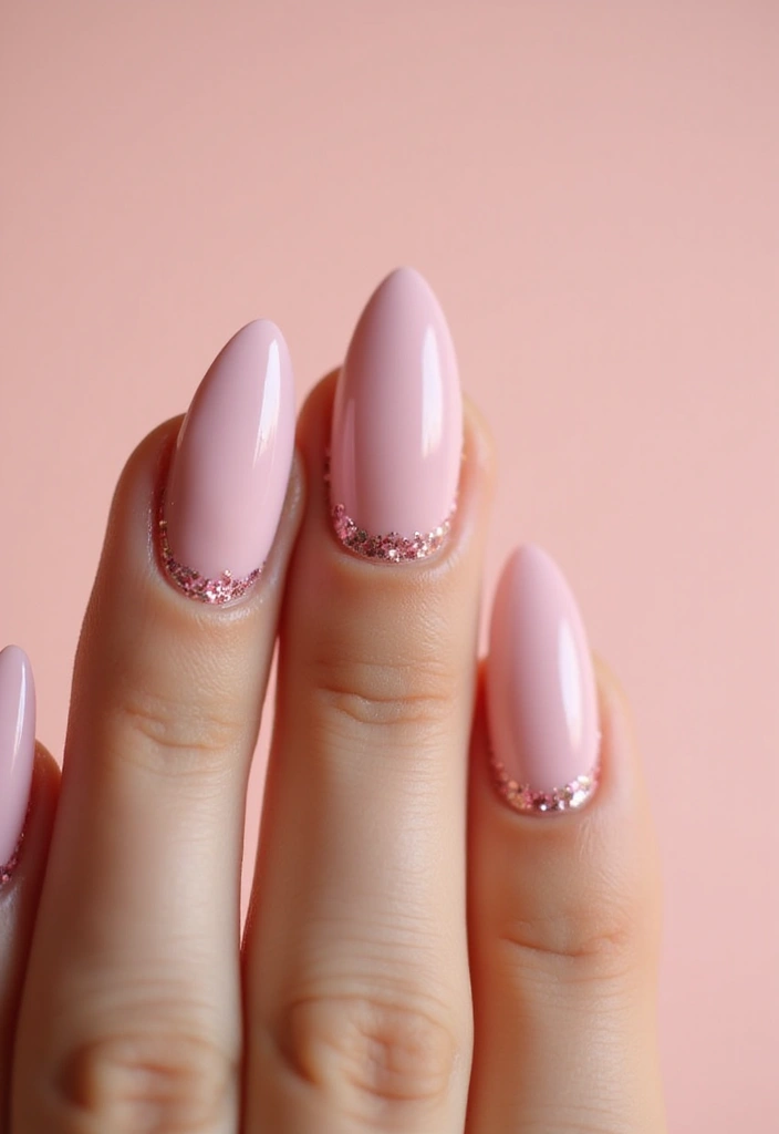 29 Pretty Pink Nail Inspo Almond Ideas for a Soft & Feminine Look - 27. Pink Tipped Glitter