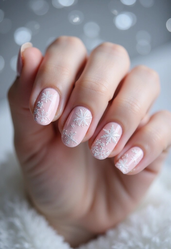 29 Pretty Pink Nail Inspo Almond Ideas for a Soft & Feminine Look - 29. Pink Snowflakes for Winter
