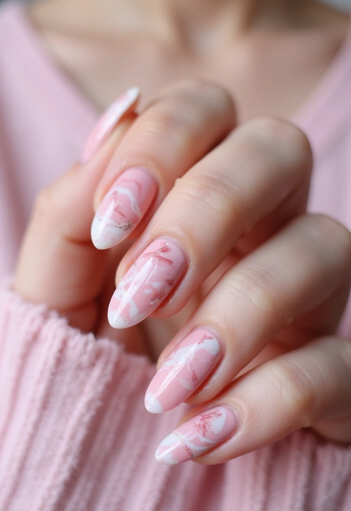 29 Pretty Pink Nail Inspo Almond Ideas for a Soft & Feminine Look - 6. Pink Marble Effect