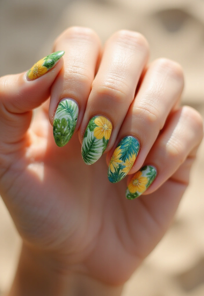 29 Stunning Nail Inspo Almond Shape Designs to Try Now - 14. Tropical Paradise
